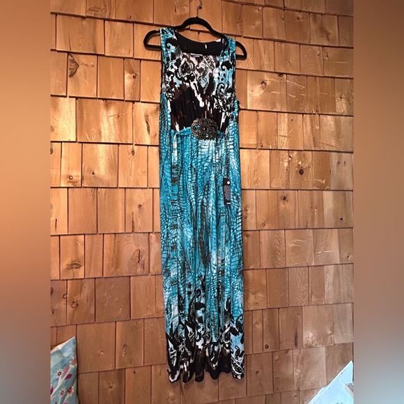 Avenue Multi Color Pleated Maxi Dress Size 18/20 - Picture 4 of 16